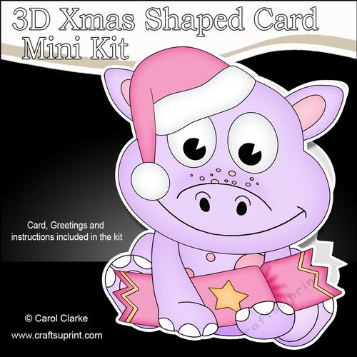3D Shaped Christmas Card Kit - Cute Little Dilly Dino