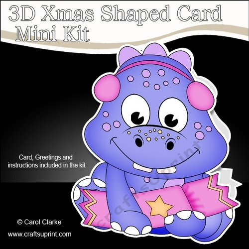 3D Shaped Christmas Card Kit - Cute Little Darla Dino