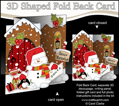 3D Shaped No-Hole Fold Back Christmas Card Mini Kit - Snowman Oli has a Letter for Santa