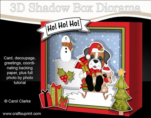 3D Christmas Diorama Shadow Box Card Mini Kit - Little Boxer Dog