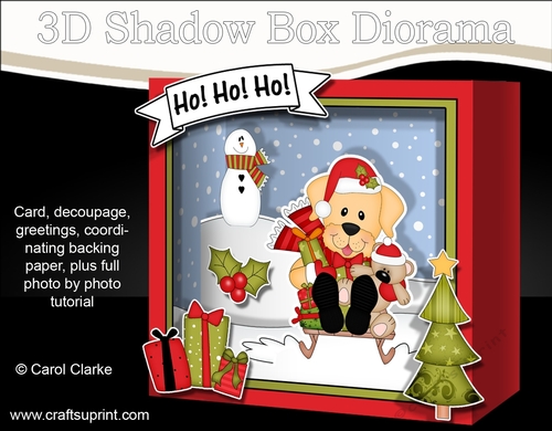 3D Christmas Diorama Shadow Box Card Mini Kit - Little Golden Labrador Dog