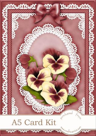 A5 Pansy, Lace and Pearls Kit with 3D Decoupage and Pyramage