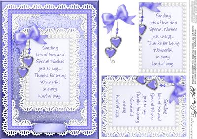 A5 Greetings, Lace and Pearls Quick Card with Pyramage