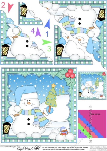 Christmas Scalloped Corner Stacker Snowman Oli