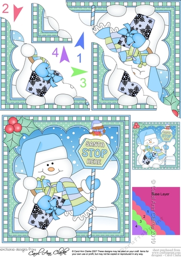 Christmas Scalloped Corner Stacker Snowman Oli