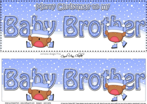 Large DL Merry Christmas to my BABY BROTHER 3D decoupage with Robin