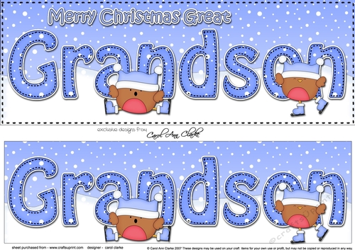 Large DL Merry Christmas GREAT GRANDSON 3D decoupage with Robin