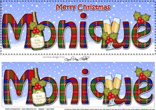 Large DL Merry Christmas MONIQUE 3D decoupage 
