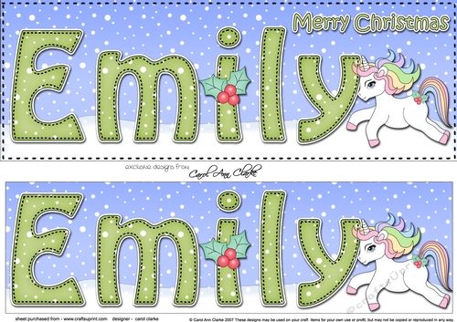 Large DL Merry Christmas EMILY 3D decoupage 