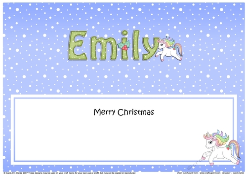 Large DL Merry Christmas EMILY insert