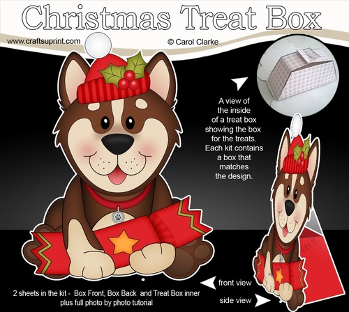 3D Christmas Treat Box Gift Set Mini Kit - Little Husky Dog