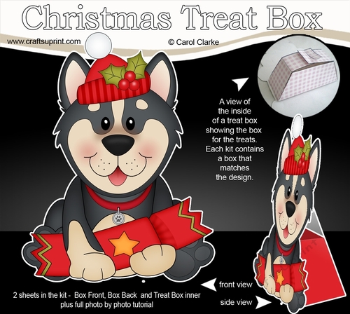 3D Christmas Treat Box Gift Set Mini Kit - Little Husky Dog