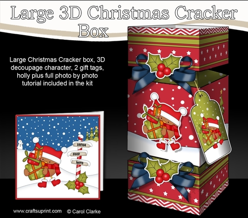 3D Large Christmas Cracker Box -  Bobbin Robin has Xmas Presents