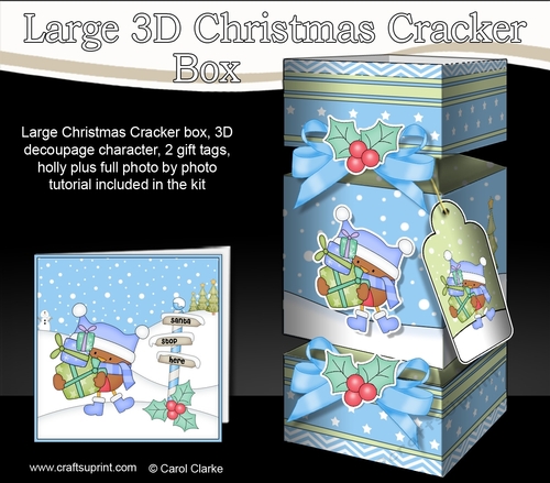 3D Large Christmas Cracker Box -  Bobbin Robin has Xmas Presents