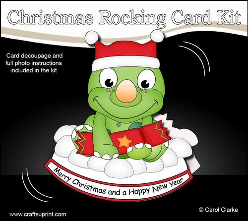 3D Shaped Rocking Christmas Card Mini Kit - Cute Little Dino