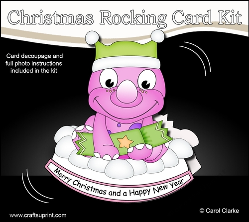 3D Shaped Rocking Christmas Card Mini Kit - Cute Little Dino