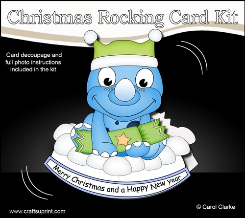 3D Shaped Rocking Christmas Card Mini Kit - Cute Little Dino