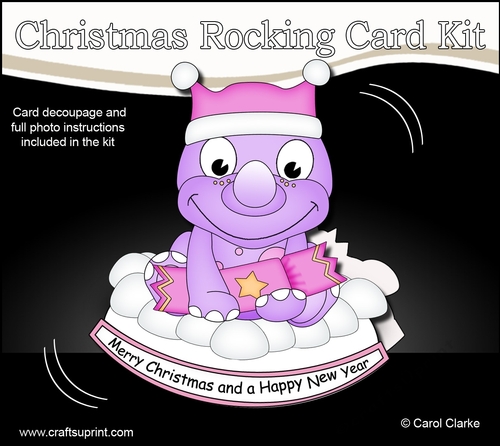 3D Shaped Rocking Christmas Card Mini Kit - Cute Little Dino