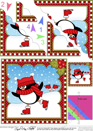 Christmas Penguin Scalloped Corner Stacker
