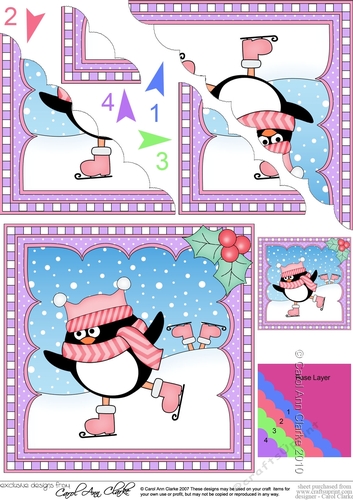 Christmas Penguin Scalloped Corner Stacker