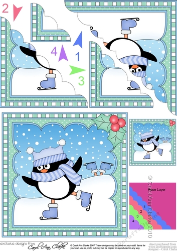 Christmas Penguin Scalloped Corner Stacker