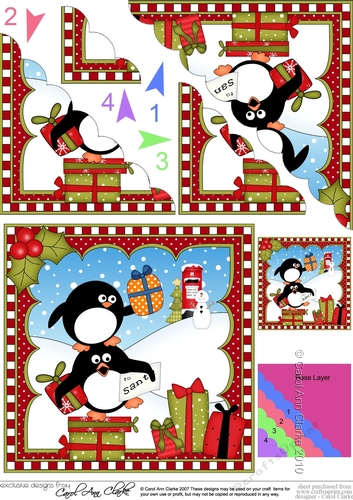 Christmas Penguin Scalloped Corner Stacker