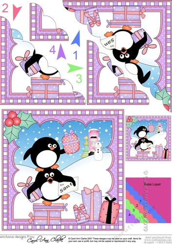 Christmas Penguin Scalloped Corner Stacker