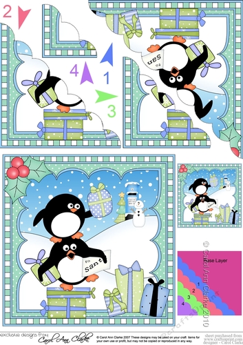 Christmas Penguin Scalloped Corner Stacker