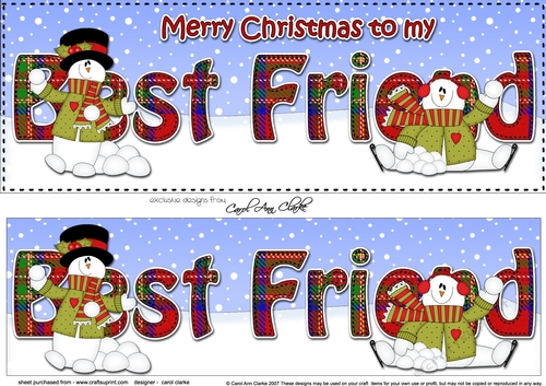 Large DL Merry Christmas to my BEST FRIEND 3D decoupage with Snowman Rio 