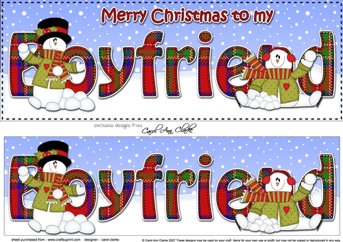 Large DL Merry Christmas to my BOYFRIEND 3D decoupage with Snowman Rio 