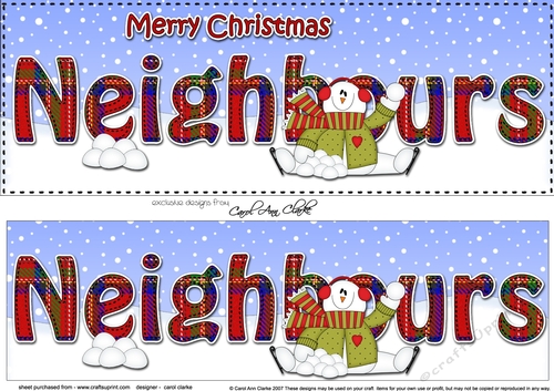Large DL Merry Christmas NEIGHBOURS 3D decoupage with Snowman Rio 