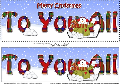 Large DL Merry Christmas TO YOU ALL 3D decoupage with Snowman Rio 