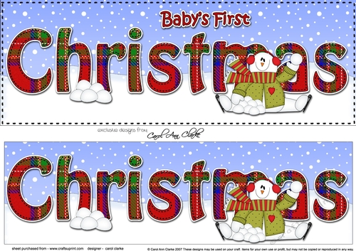 Large DL Merry Christmas BABYS 1st CHRISTMAS 3D decoupage with Snowman Rio 