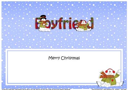 Large DL Merry Christmas BOYFRIEND insert with Snowman Rio