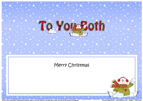 Large DL Merry Christmas TO YOU BOTH insert with Snowman Rio