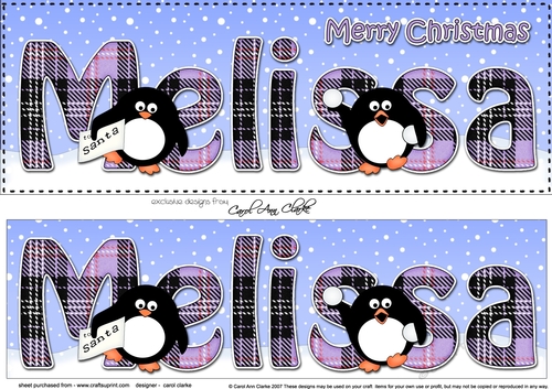 Large DL Merry Christmas MELISSA 3D decoupage 