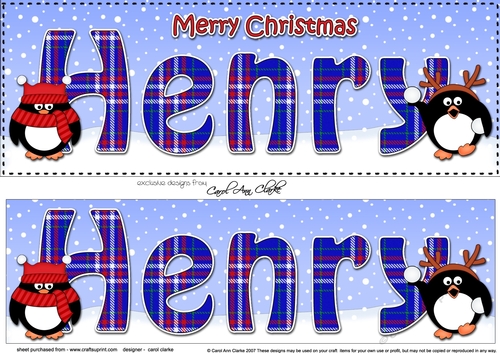Large DL Merry Christmas HENRY 3D decoupage 