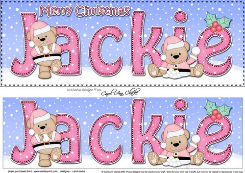 Large DL Merry Christmas JACKIE 3D decoupage 