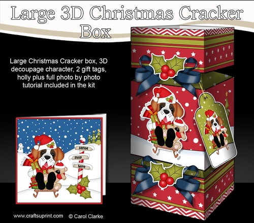 3D Large Christmas Cracker Box - Little St Bernard Dog