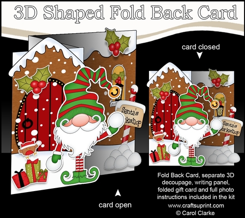 3D Shaped No-Hole Fold Back Christmas Card Mini Kit - Gnome Gnanazz is Snowballing