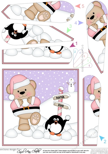 Christmas Livvy Bear having a Snowball Fight Fan Pyramage Topper
