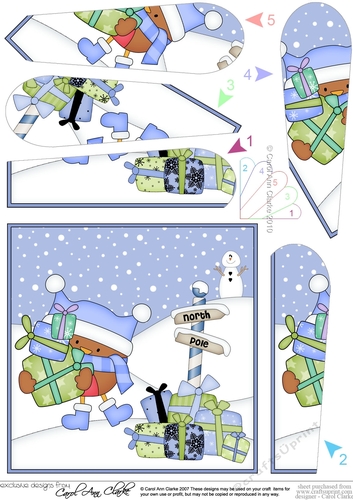 Christmas Bobbin Robin has lots of Xmas Presents Fan Pyramage Topper