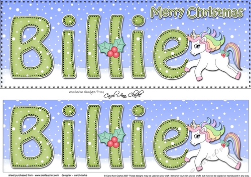 Large DL Merry Christmas BILLIE 3D decoupage 