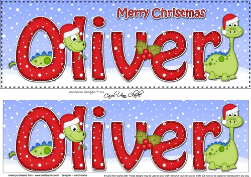 Large DL Merry Christmas OLIVER 3D decoupage 