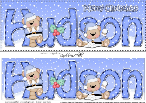 Large DL Merry Christmas HUDSON 3D decoupage 