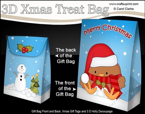 3D Christmas Gift Bag Mini Kit - Bobbin Robin is making Snow Balls