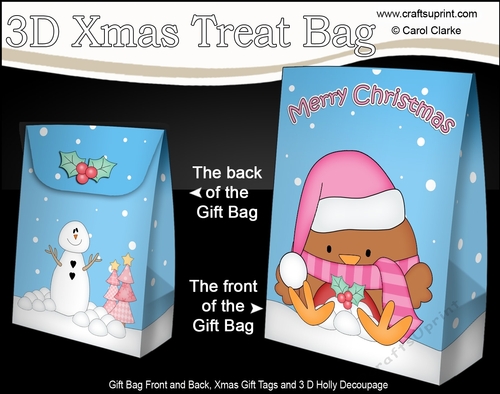 3D Christmas Gift Bag Mini Kit - Bobbin Robin is making Snow Balls