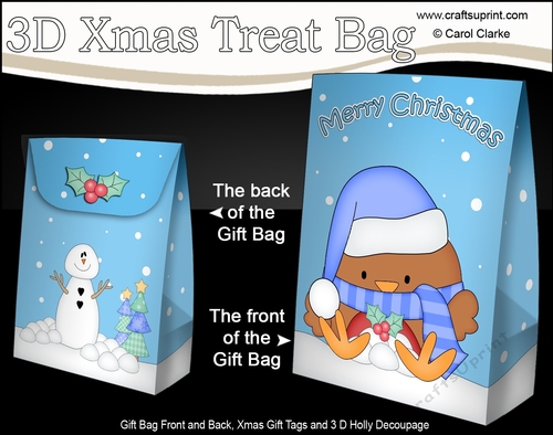3D Christmas Gift Bag Mini Kit - Bobbin Robin is making Snow Balls