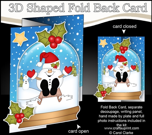 Christmas 3D Shaped No-Hole Fold Back Mini Kit - Snowball Sam is Sledging