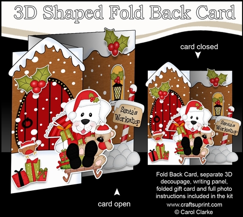 3D Shaped No-Hole Fold Back Christmas Card Kit - Little White Labrador Dog